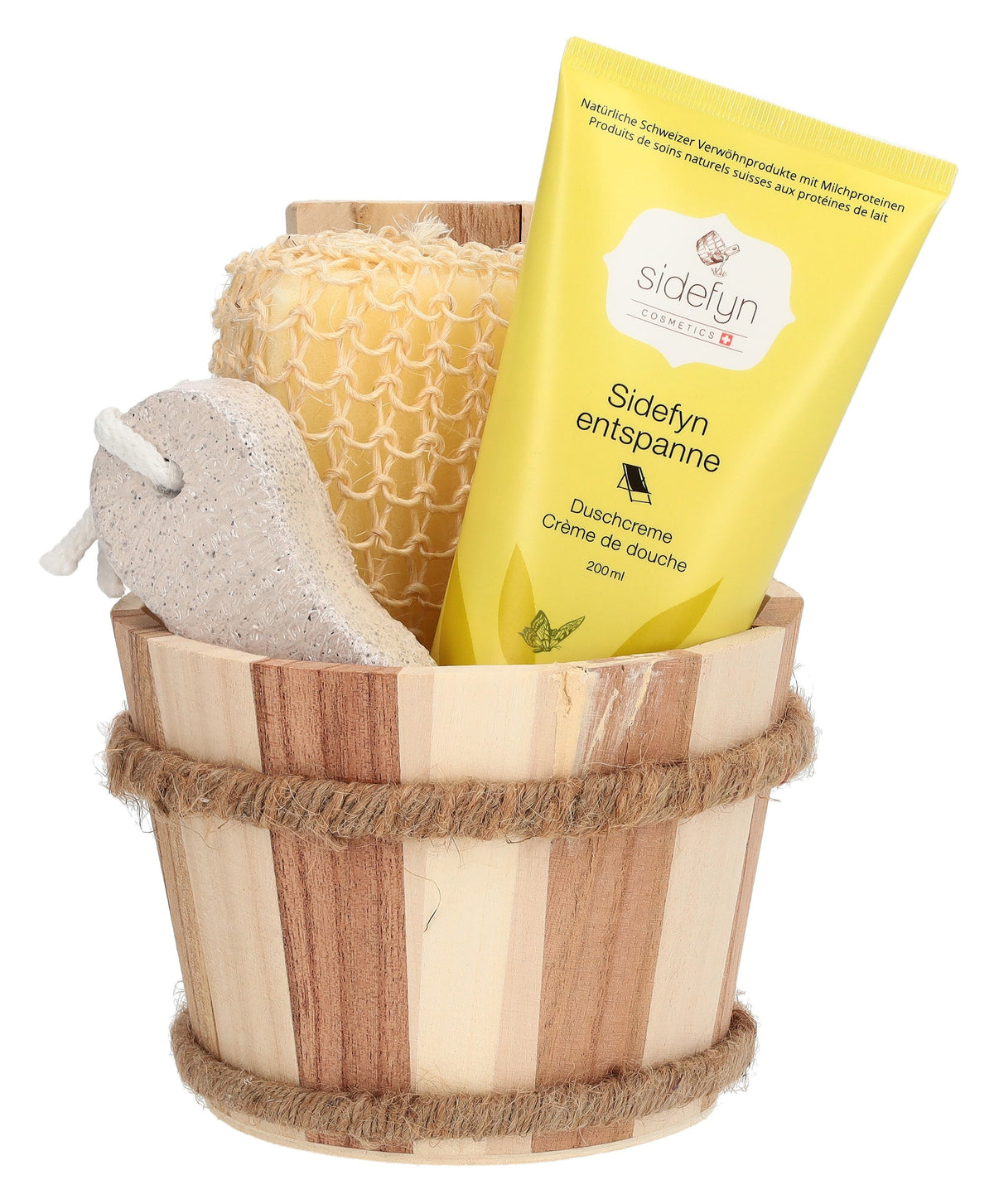sidefyn Geschenkset Holzkübel Duschcreme Sidefyn entspanne (1 Stk)