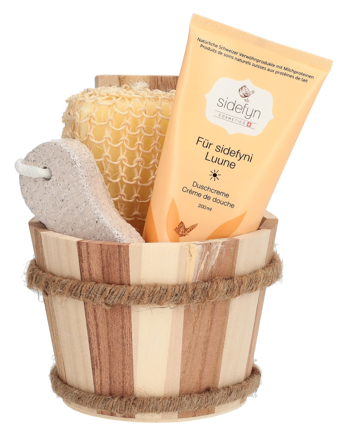sidefyn Geschenkset Holzkübel Duschcreme sidefyni Luune (1 Stk)