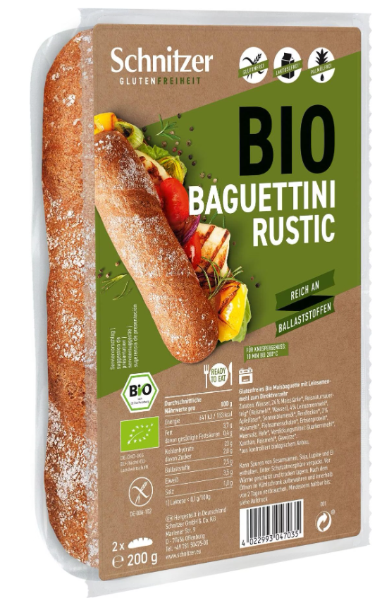 Schnitzer Bio Baguettini Rustic, glutenfrei (200g)