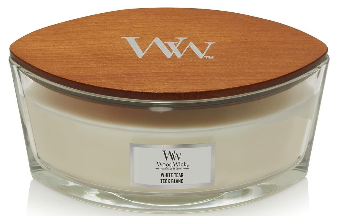 WoodWick Ellipse Duftkerze White Teak (454g)