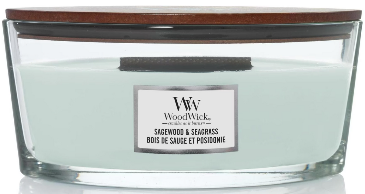 WoodWick Ellipse Duftkerze Sagewood & Seagrass (454g)