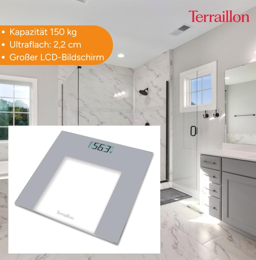 Terraillon Personenwaage TP1000, Glas (1 Stk)