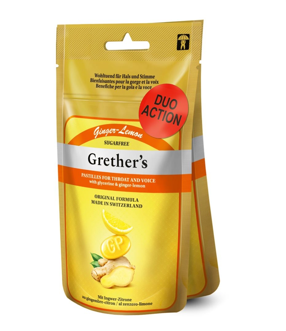 Grether's Ginger Lemon Pastillen ohne Zucker, DUO Beutel (2x110g)