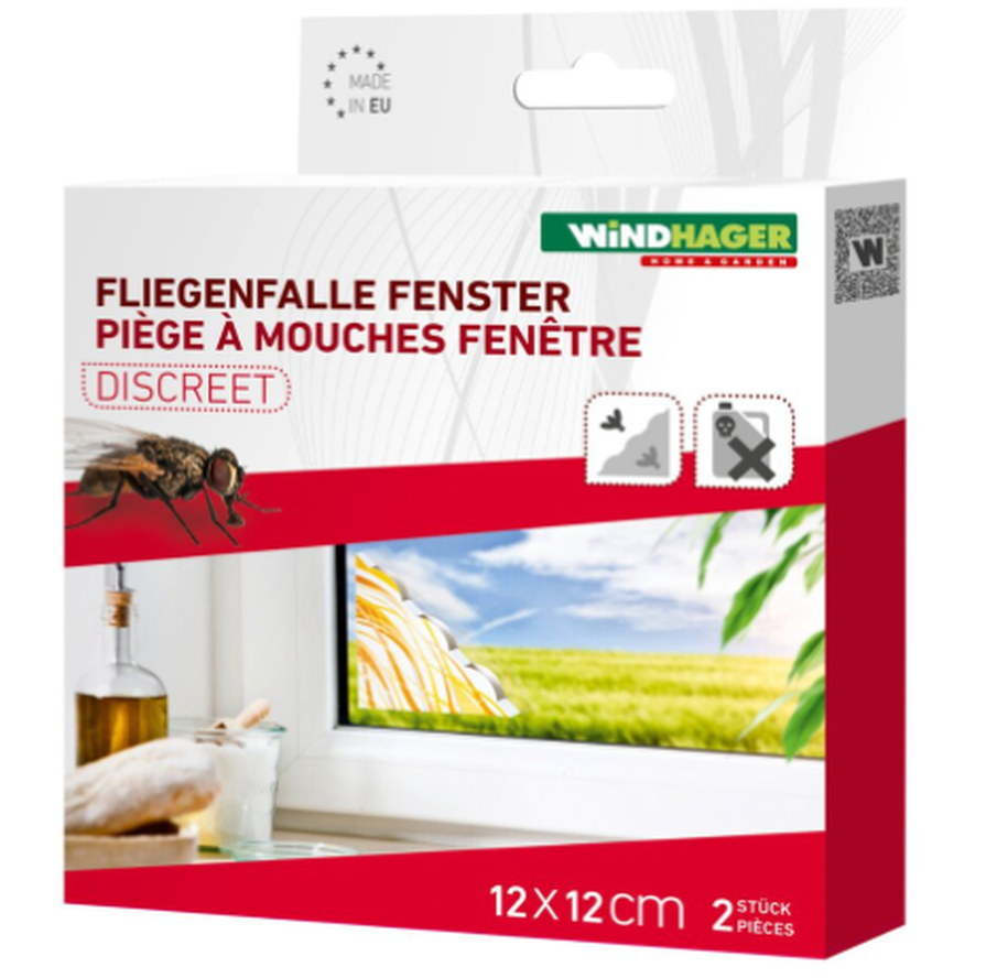 Windhager Fenster-Fliegenfalle discreet, 12x12cm (2 Stk)