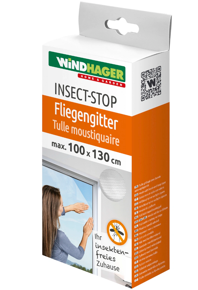 Windhager Insect-Stop Fenster-Fliegengitter, 100x130cm weiss mit Klettband (1 Stk)