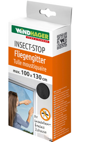 Windhager Insect-Stop Fenster-Fliegengitter, 100x130cm anthrazit mit Klettband (1 Stk)