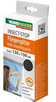 Windhager Insect-Stop Fenster-Fliegengitter, 130x150cm anthrazit mit Klettband (1 Stk)
