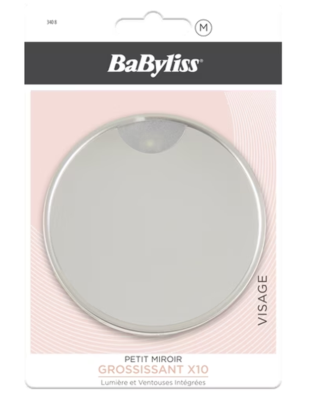 BaByliss LED Vergrösserungsspiegel x10 mit Saugnäpfen, 11x16cm (1 Stk)
