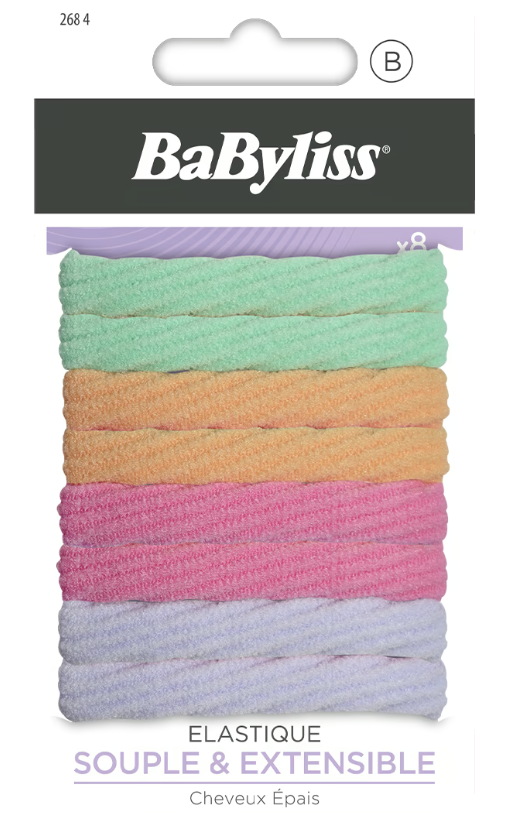 BaByliss farbige Haargummis breit (8 Stk)