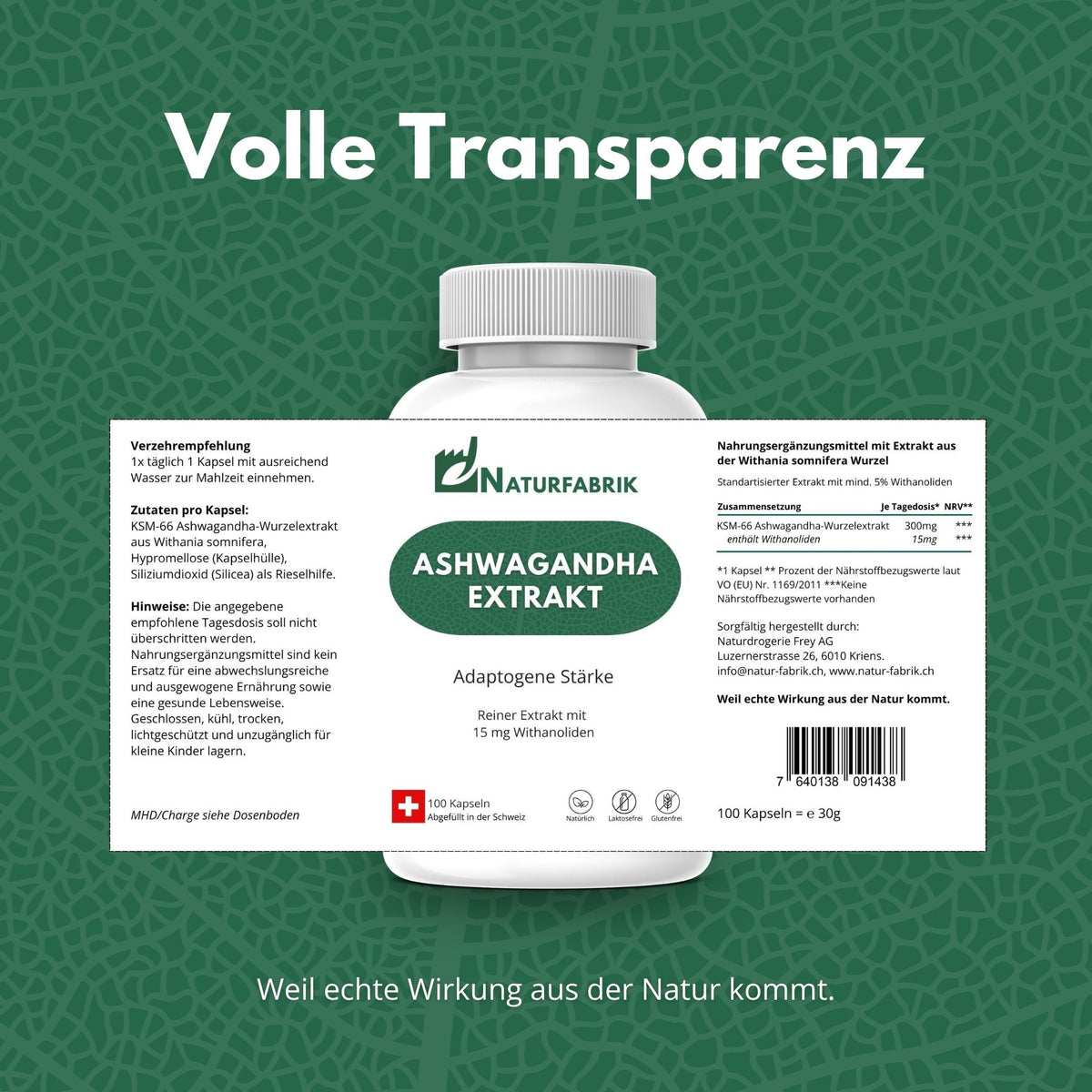 NATURFABRIK Ashwagandha Extrakt Kapseln (100 Stk)