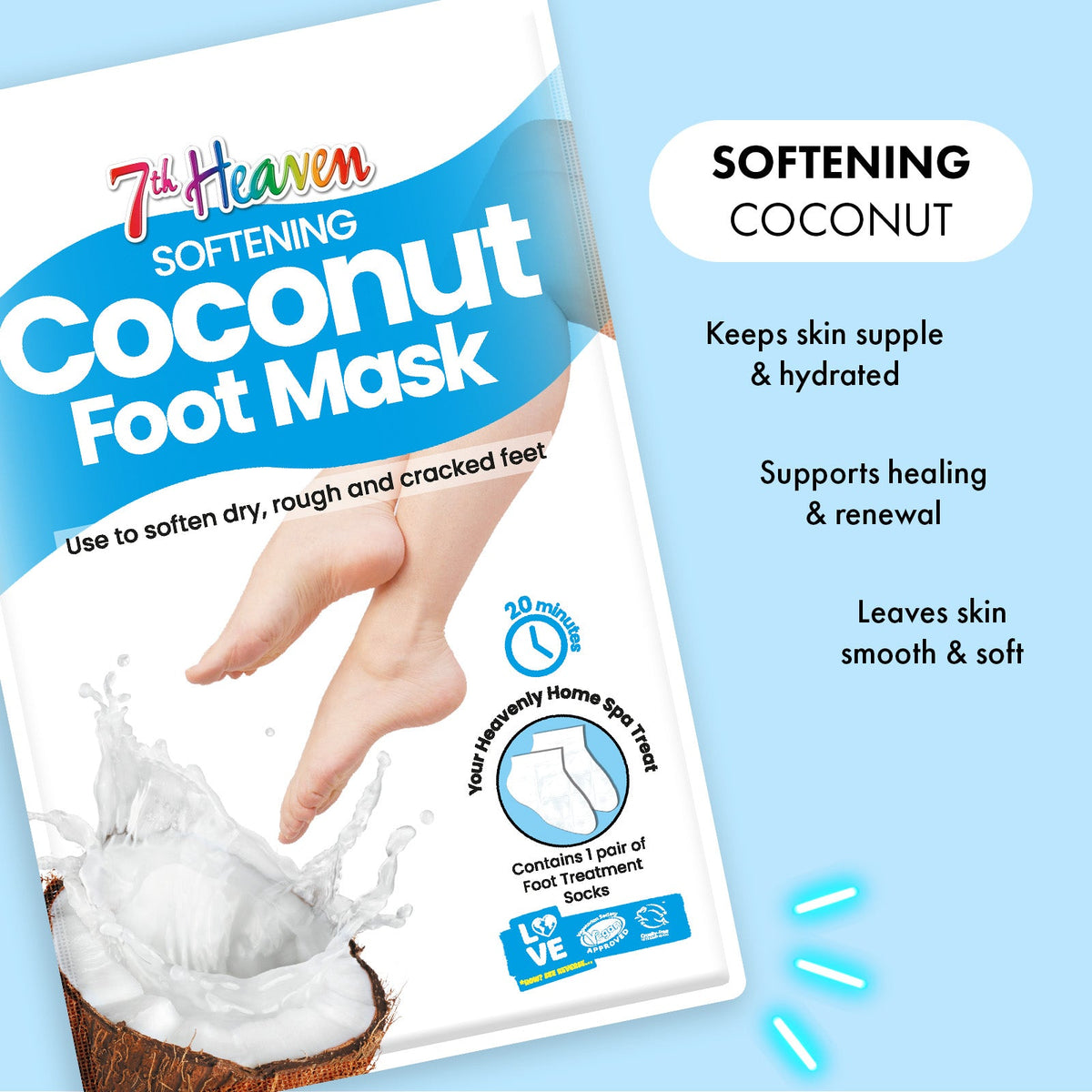 7th Heaven Foot Mask Coconut Fussmaske (1 Paar)