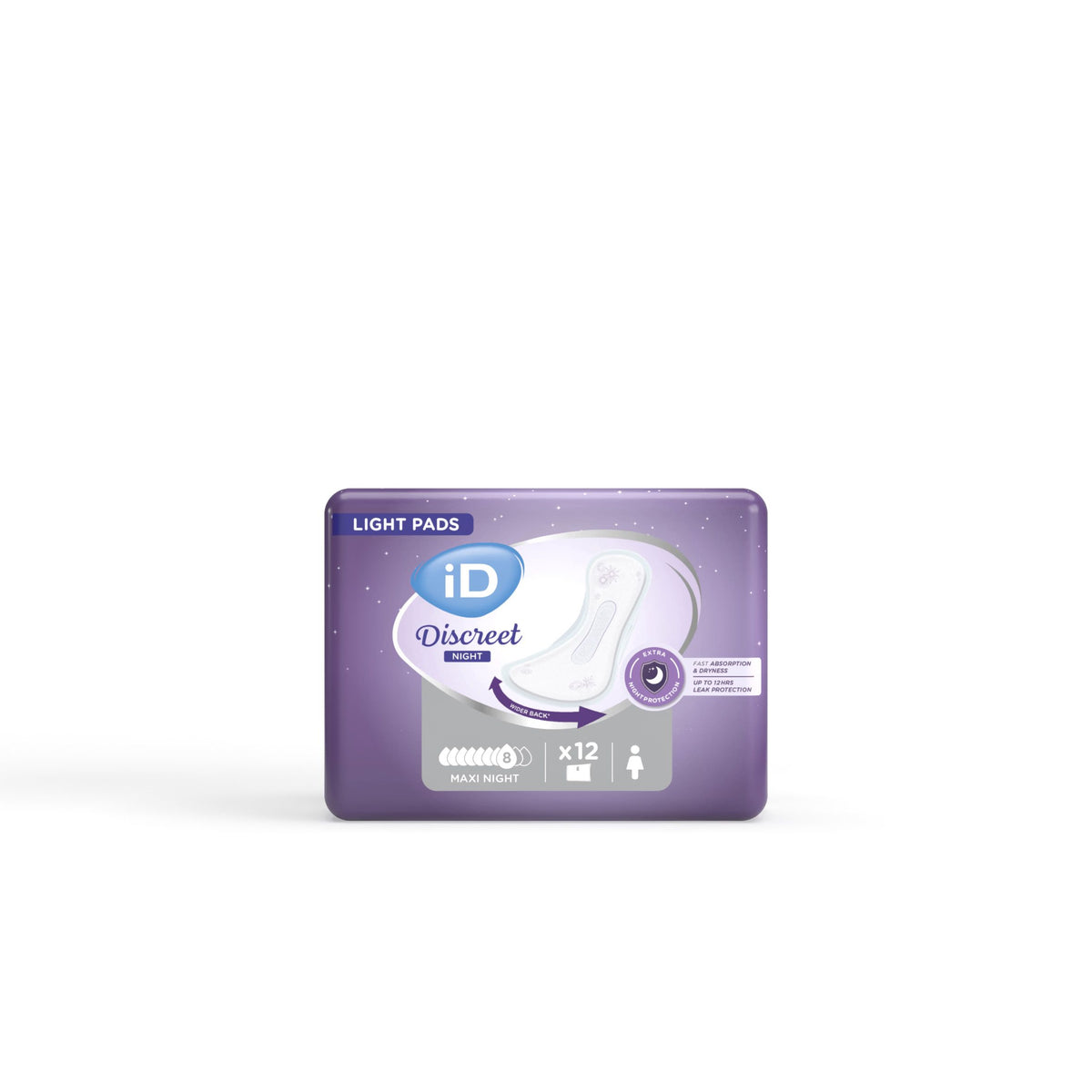 iD Discreet Light Maxi Night Protections d'incontinence 39 x 14,5cm (12 pces)
