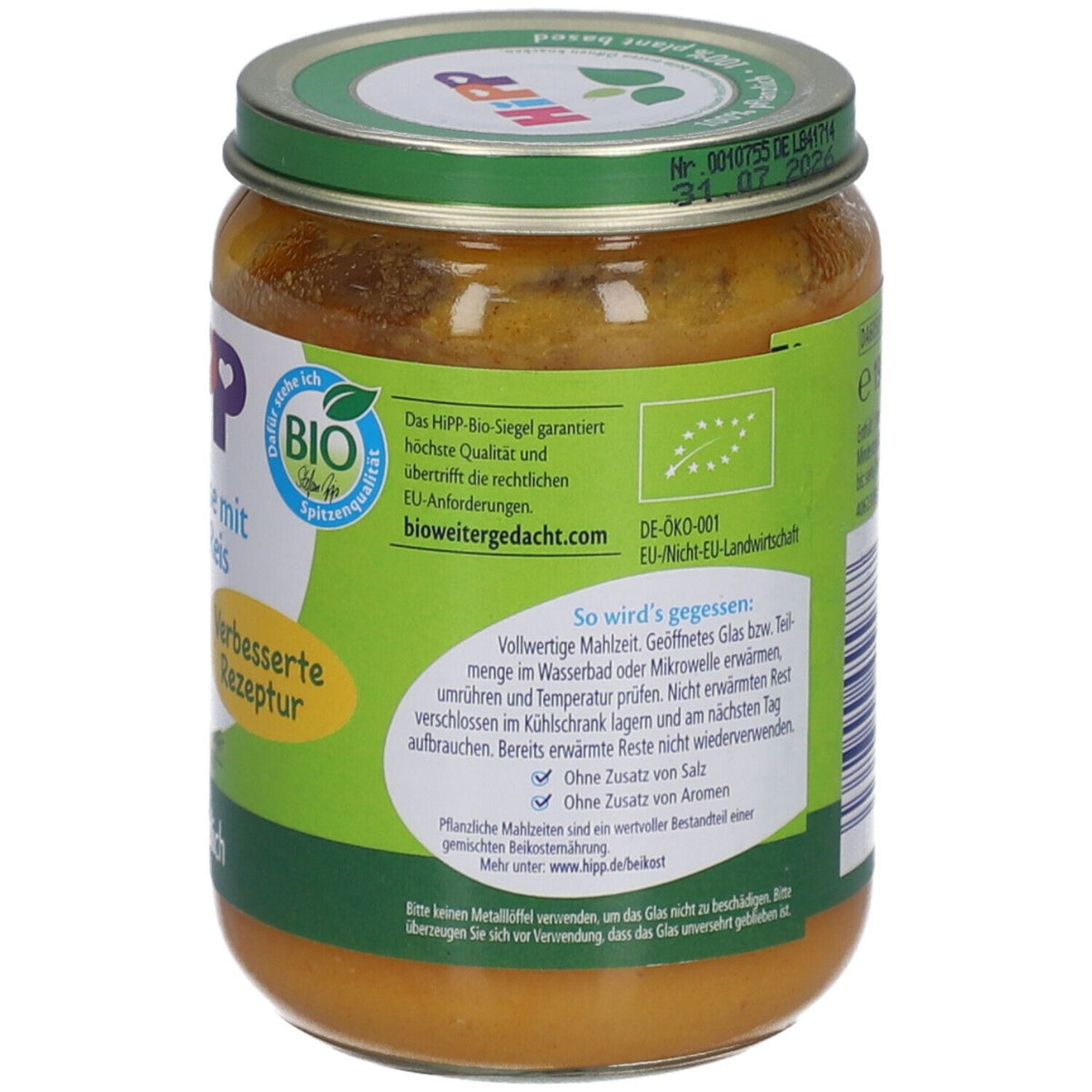 Hipp Bio Gemüse mit Linsen und Reis (190g)