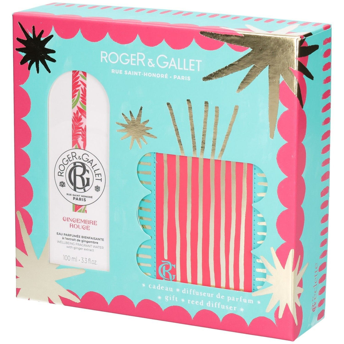 ROGER & GALLET Gingembre Rouge Geschenkset Eau Parfumée 100ml mit Duftdiffusor (1 Set)