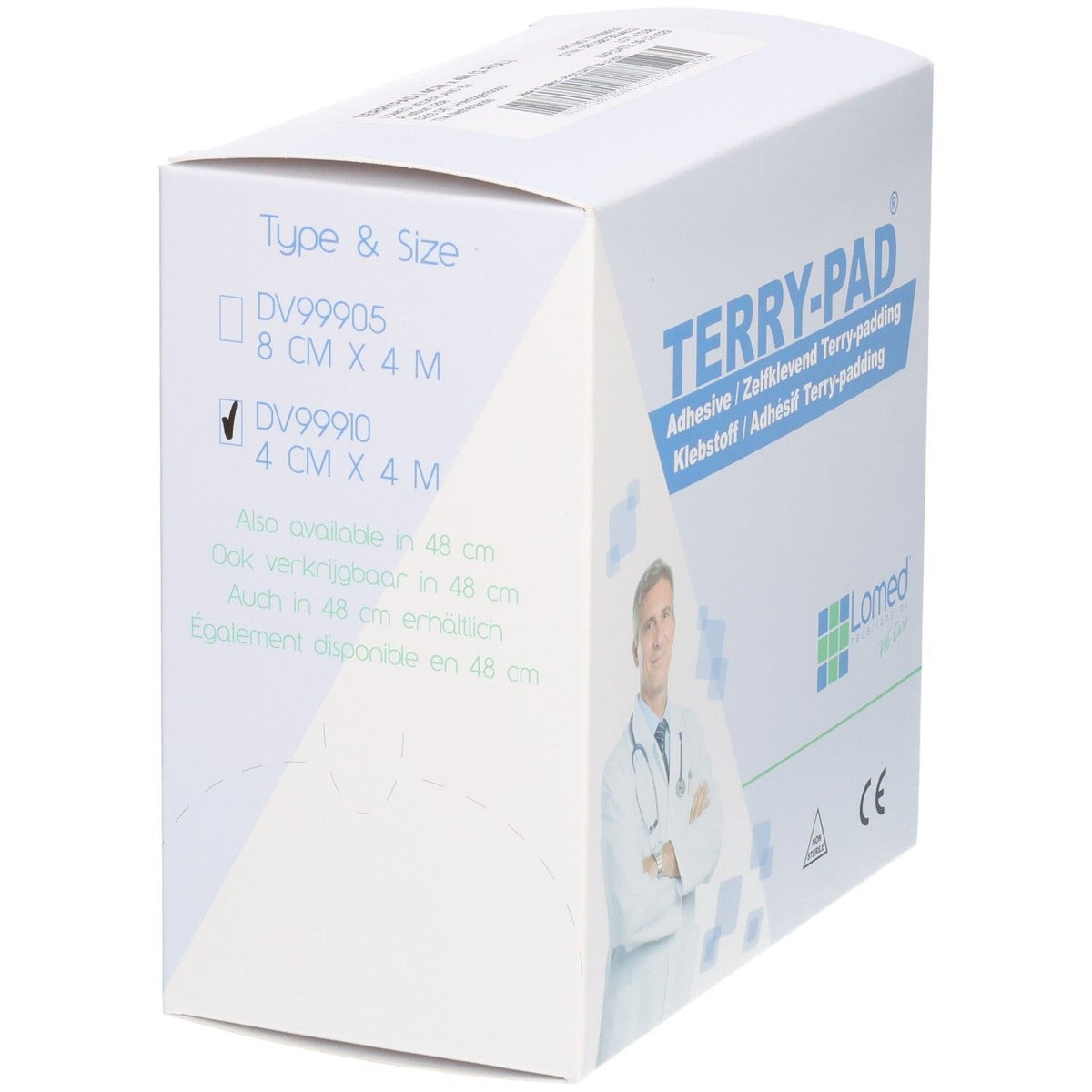 Lomed Terry Pad Polster 4cm x 4m x 2mm selbstklebend dehnbar weiss (1 Rolle)