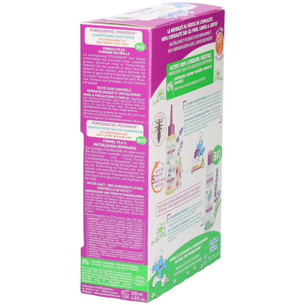 Puressentiel Anti-Läuse Set Schlümpfe Lotion mit Kamm und Shampoo (1 Set)