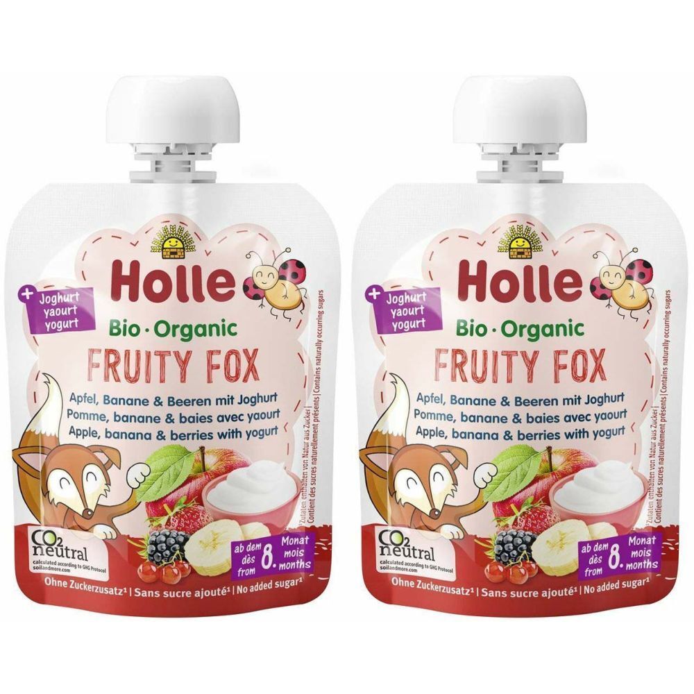 Holle Pouchy Fruity Fox Erdbeere Banane Apfel Joghurt (100g)