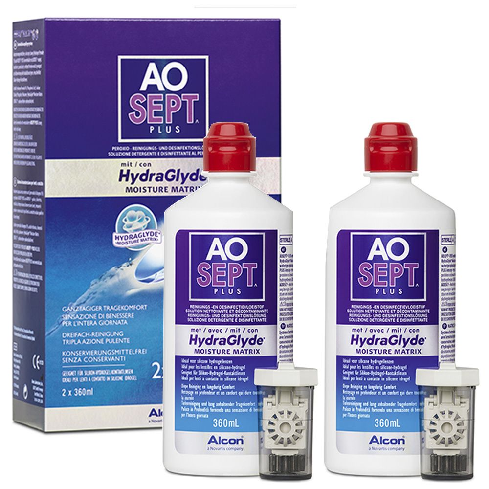 AOSEPT PLUS with HydraGlyde Contact Lens Care Solution (2 x 360ml)