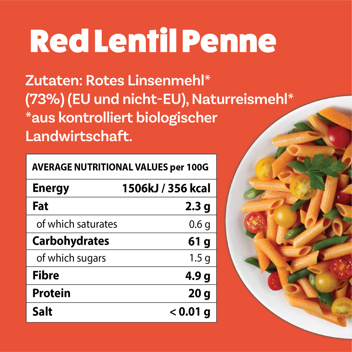 Explore Cuisine Penne aus roten Linsen Bio (225g)