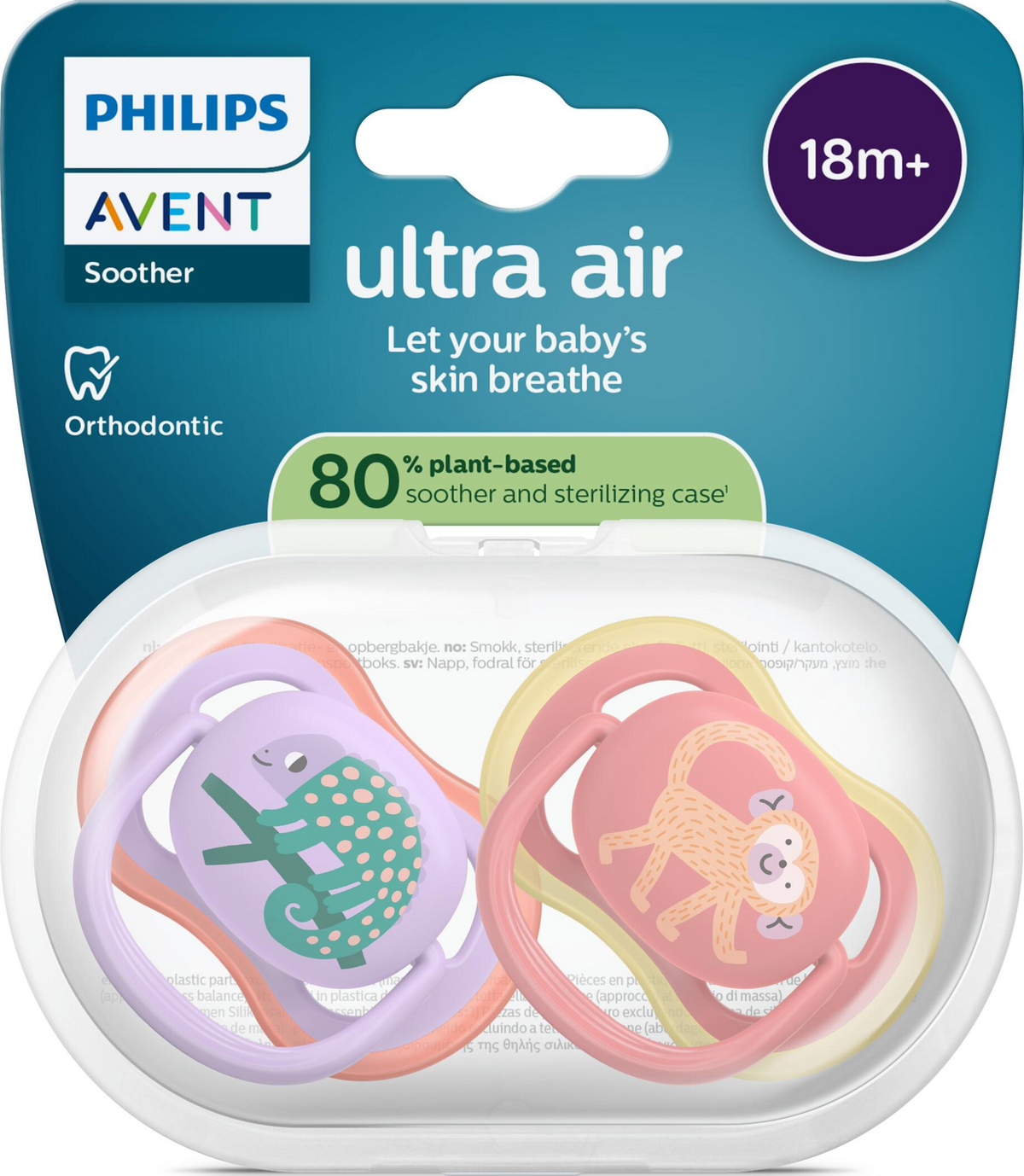 Philips Avent Ultra Air Nuggi 18+ Monate Chamäleon/Affe (2 Stk)