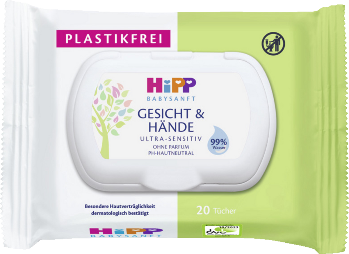 Hipp Babysanft Pflegetücher Gesicht und Hände ultra sensitiv (20 Stk)