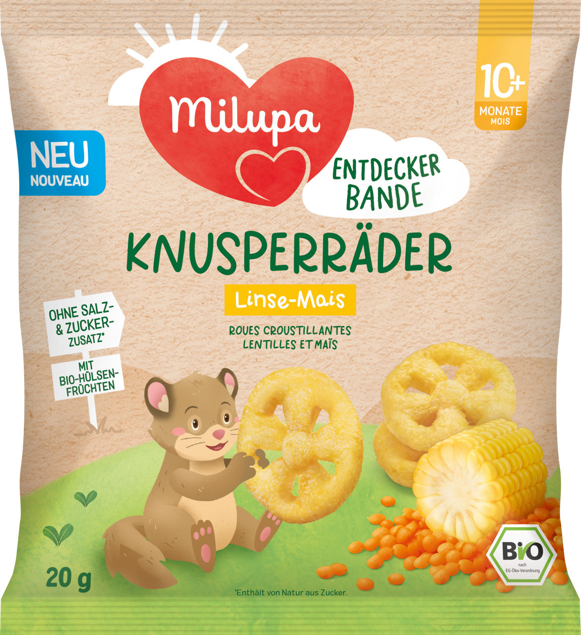 Milupa Bio Knusperräder Linse Mais ab 10 Monaten (20g)