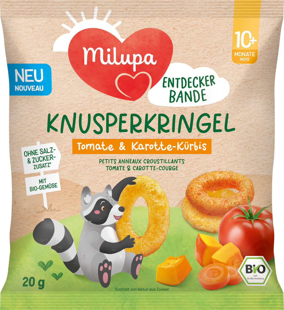 Milupa Bio Knusperkringel Tomate Karotte Kürbis ab 10 Monaten (20g)