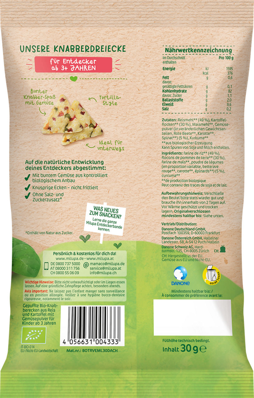 Milupa Bio Knabberecken buntes Gemüse 3+ (30g)