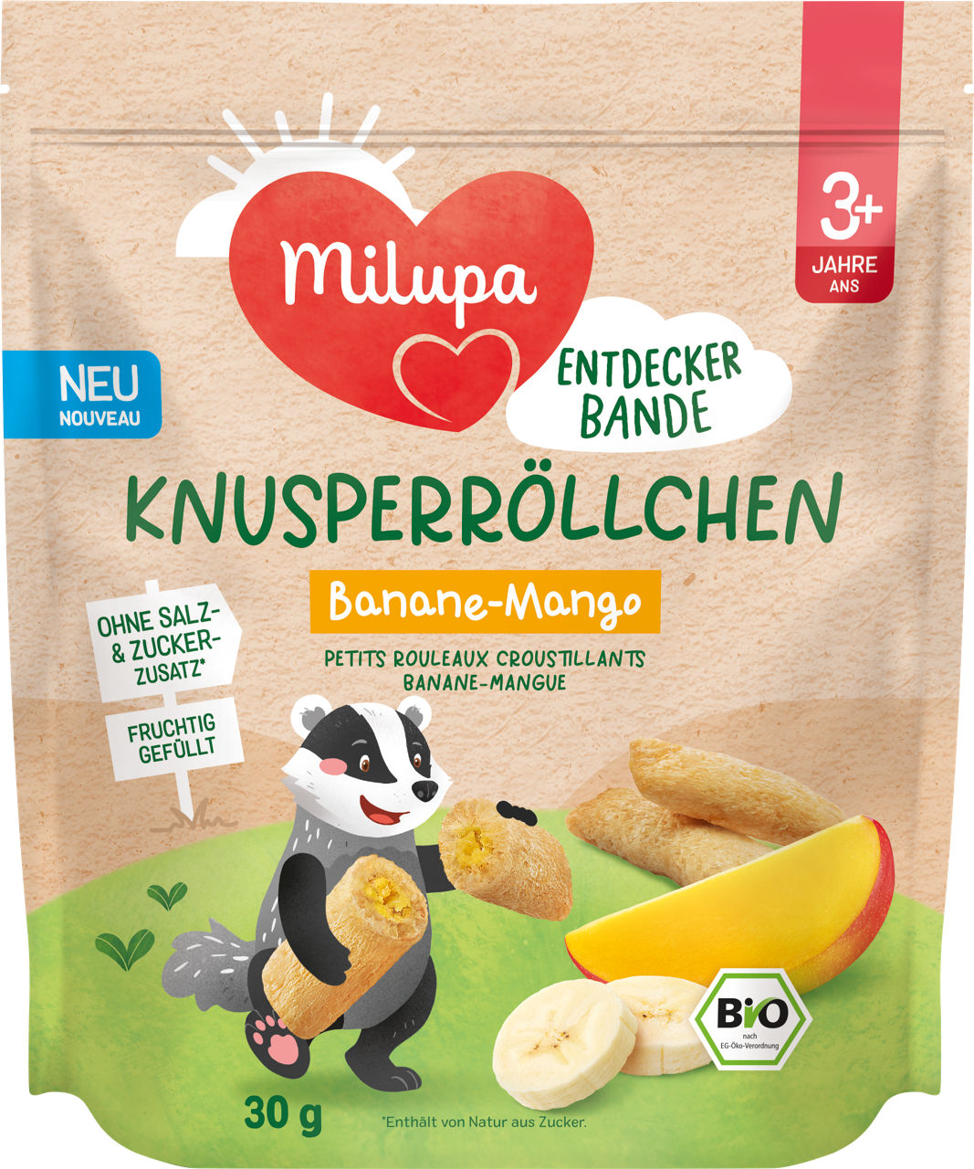 Milupa Bio Knusperröllchen Banane Mango 3+ (30g)