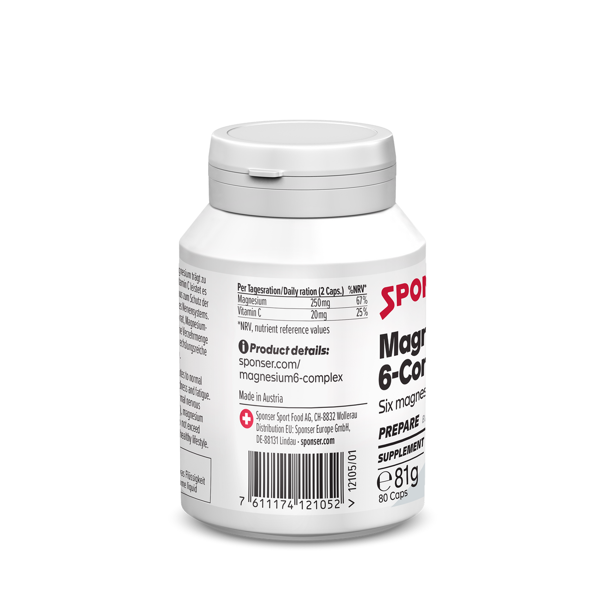 Sponser Magnesium 6-Complex Kapseln (80 Stk)