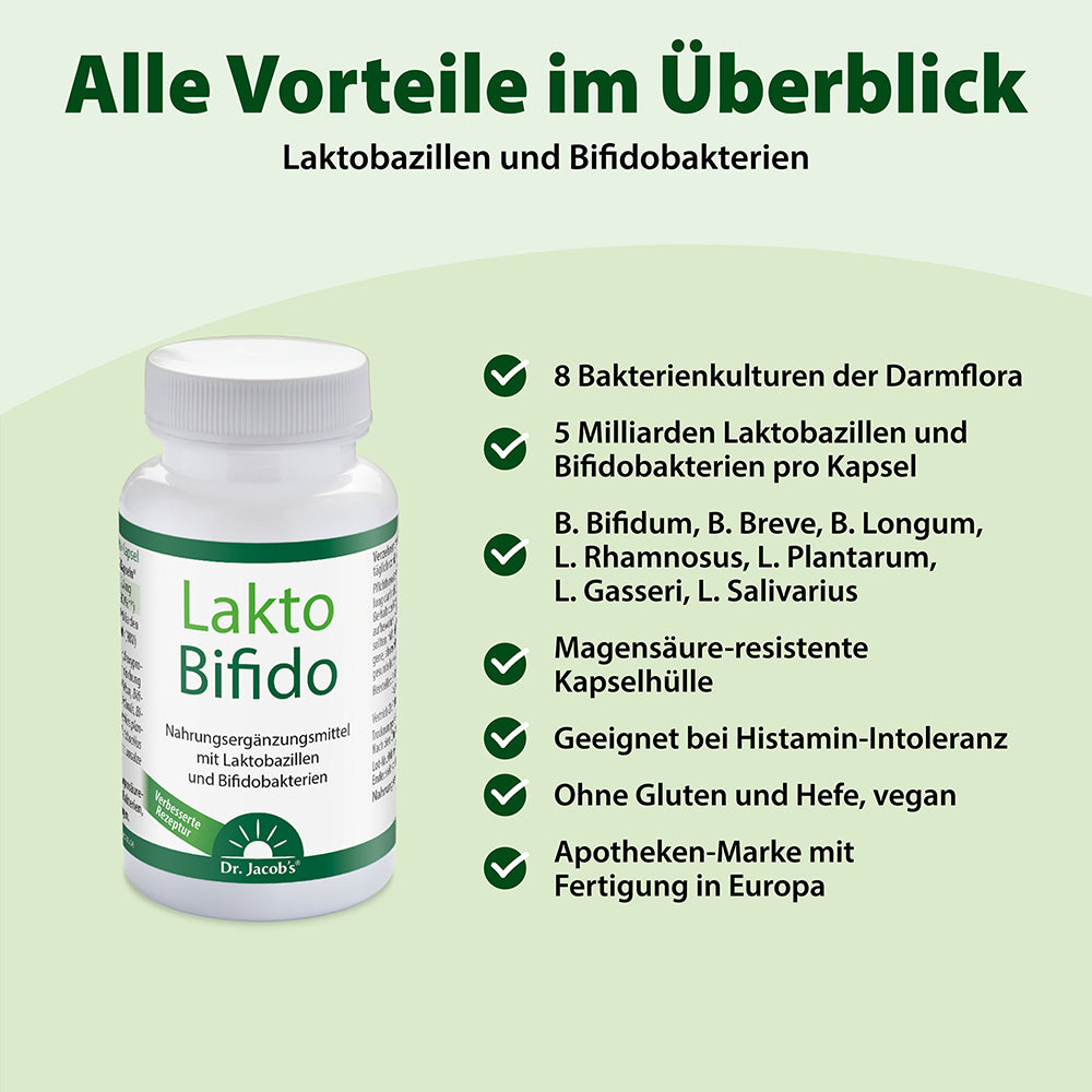 Dr. Jacobs LaktoBifido Darmflora Kapseln vegan (90 Stk)
