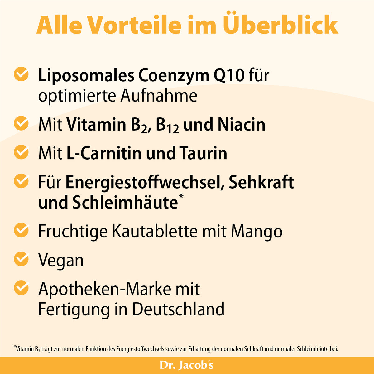 Dr. Jacobs Coenzym Q10 Kautabletten mit Taurin und L-Carnitin (60g)