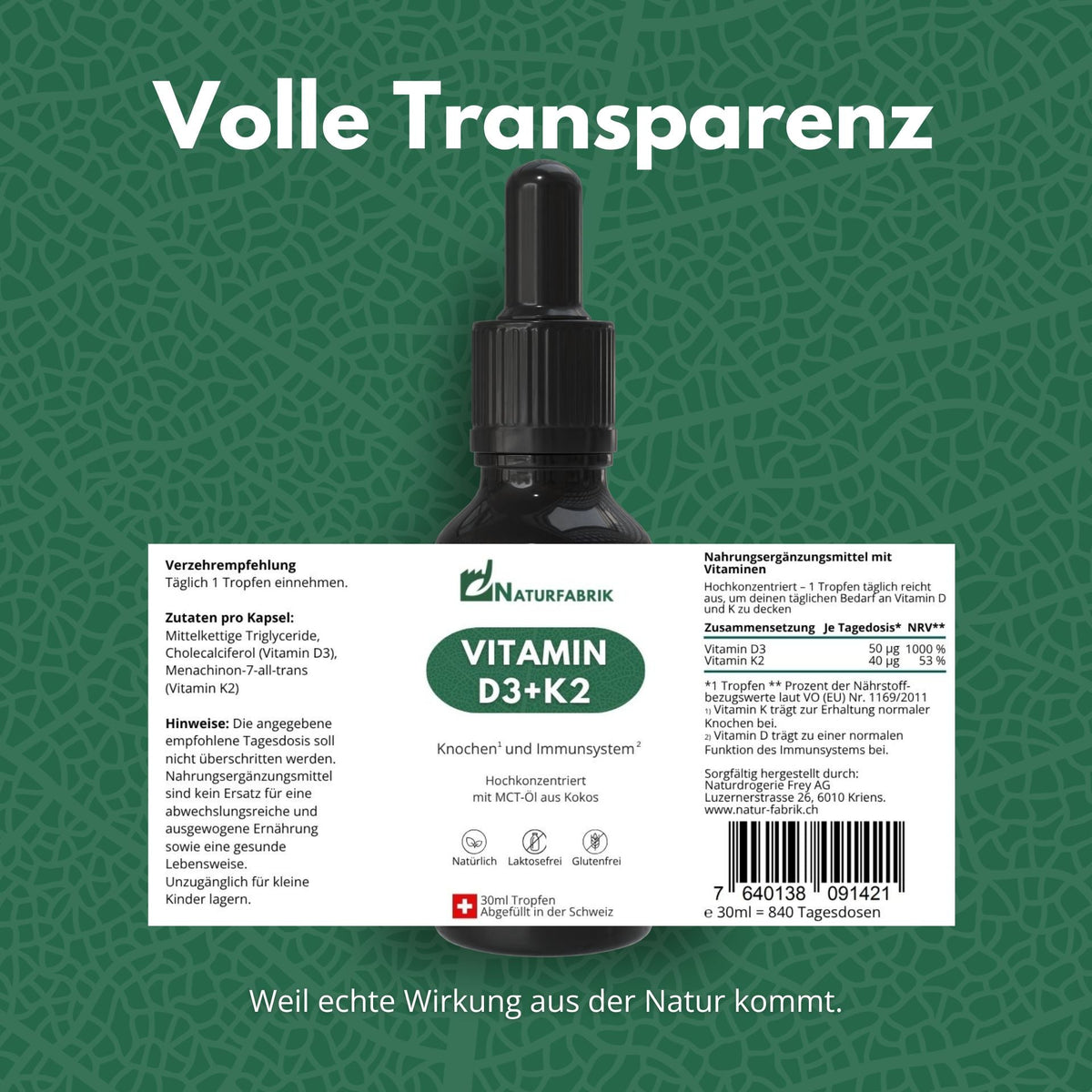 NATURFABRIK Vitamin D3 + K2 Tropfen (30ml)