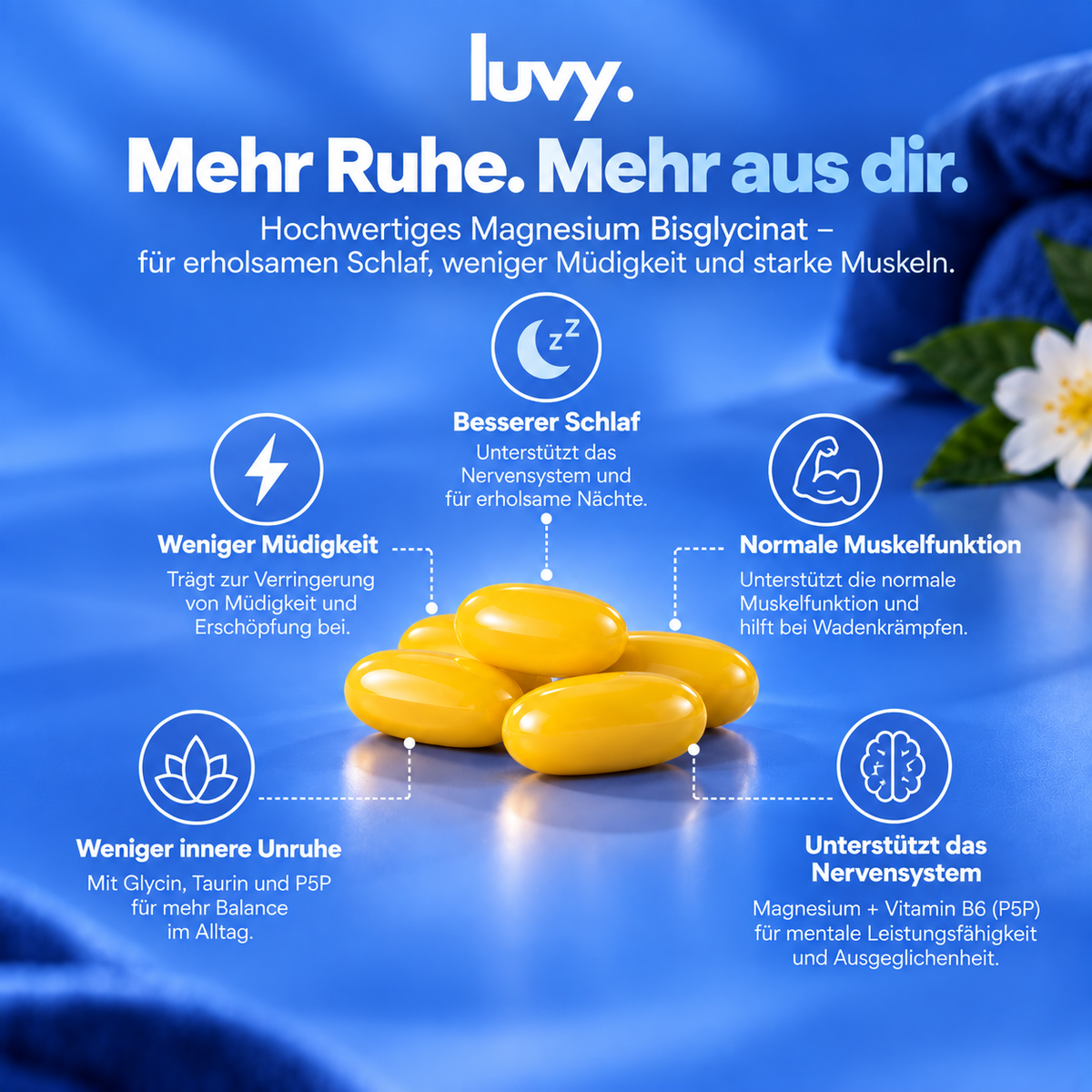 luvy Night+ Magnesium Bisglycinat Weichkapseln (100 Stk)
