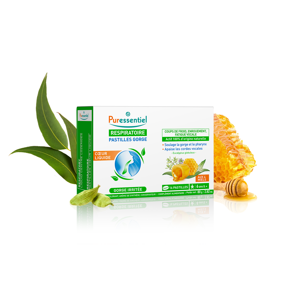 Puressentiel Lutschtabletten mit flüssigem Kern 4 Honige (16 Stk)