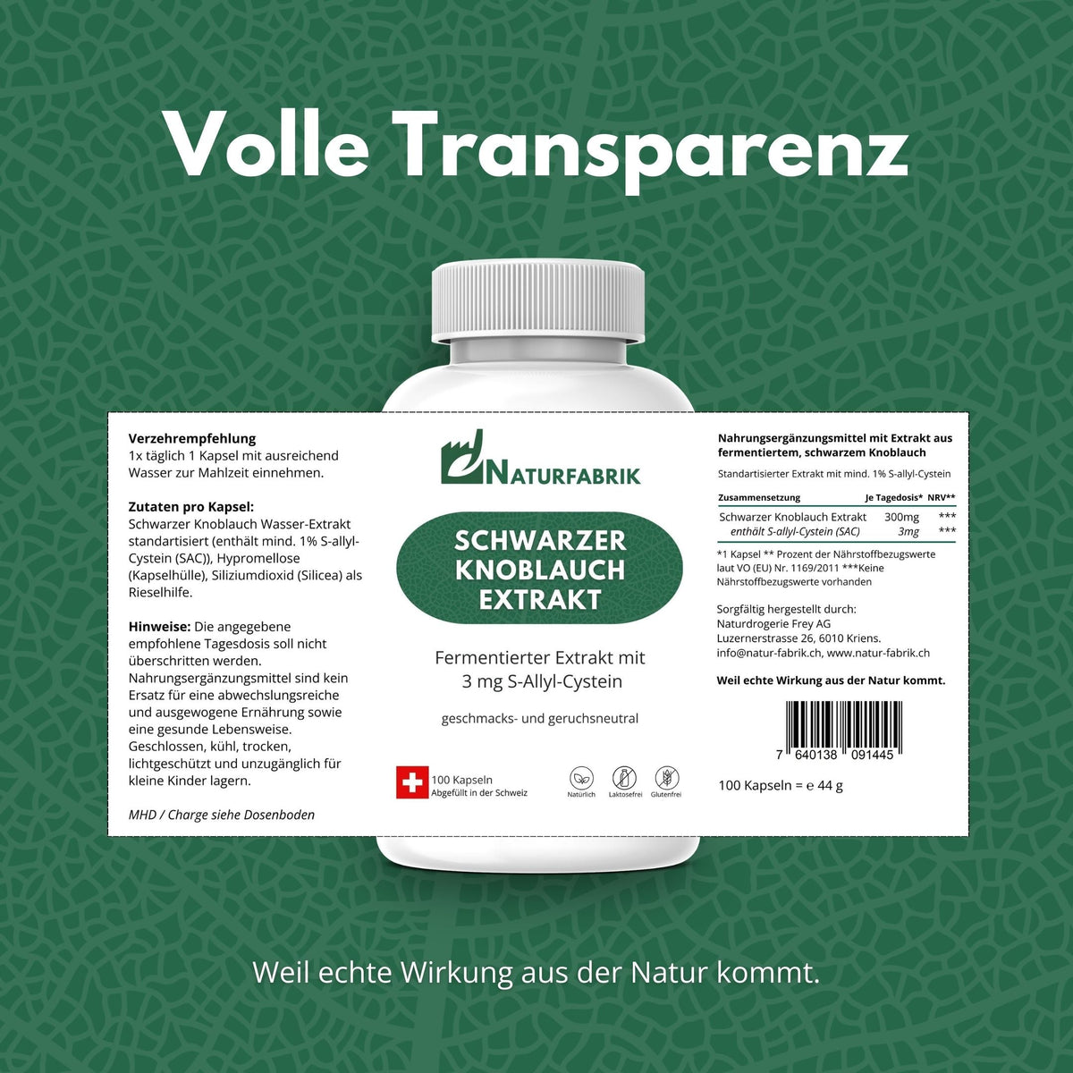 NATURFABRIK Schwarzer Knoblauch Extrakt Kapseln (100 Stk)