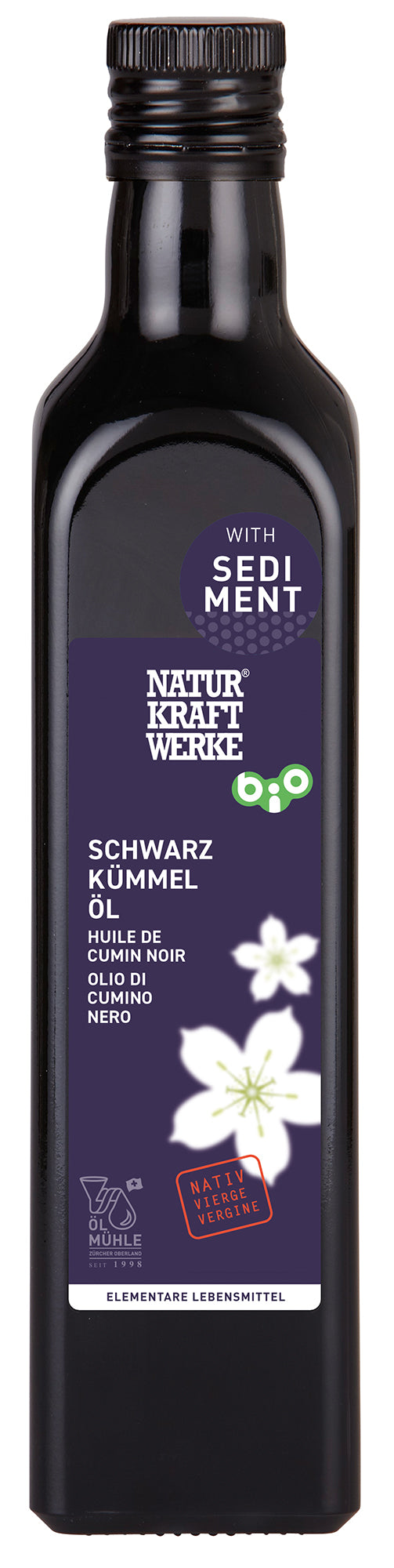Naturkraftwerke Schwarzkümmelöl nativ mit Sediment Bio (500ml)