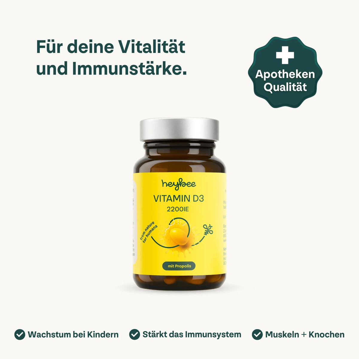 heybee Vitamin D3 2200 IE + Propolis Kapseln (60 Stk)