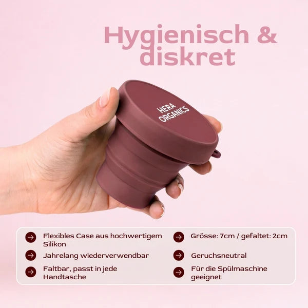HERA Hestia To-Go Case – Faltbares Silikon-Case für Menstruationsschwämme (1 Stk)
