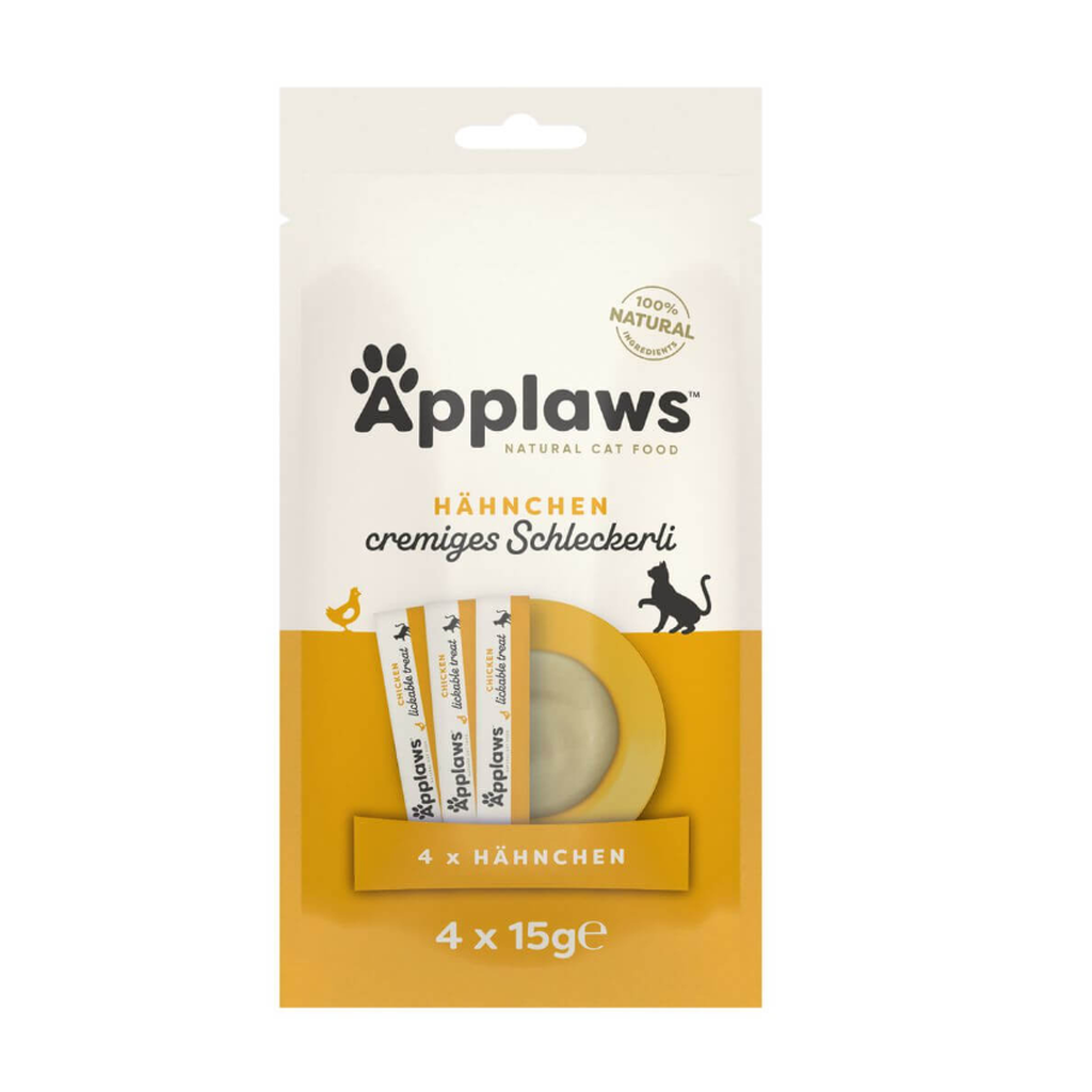 Applaws Chicken Creamy Lickable Treats, Snack für Katzen (4x15g)