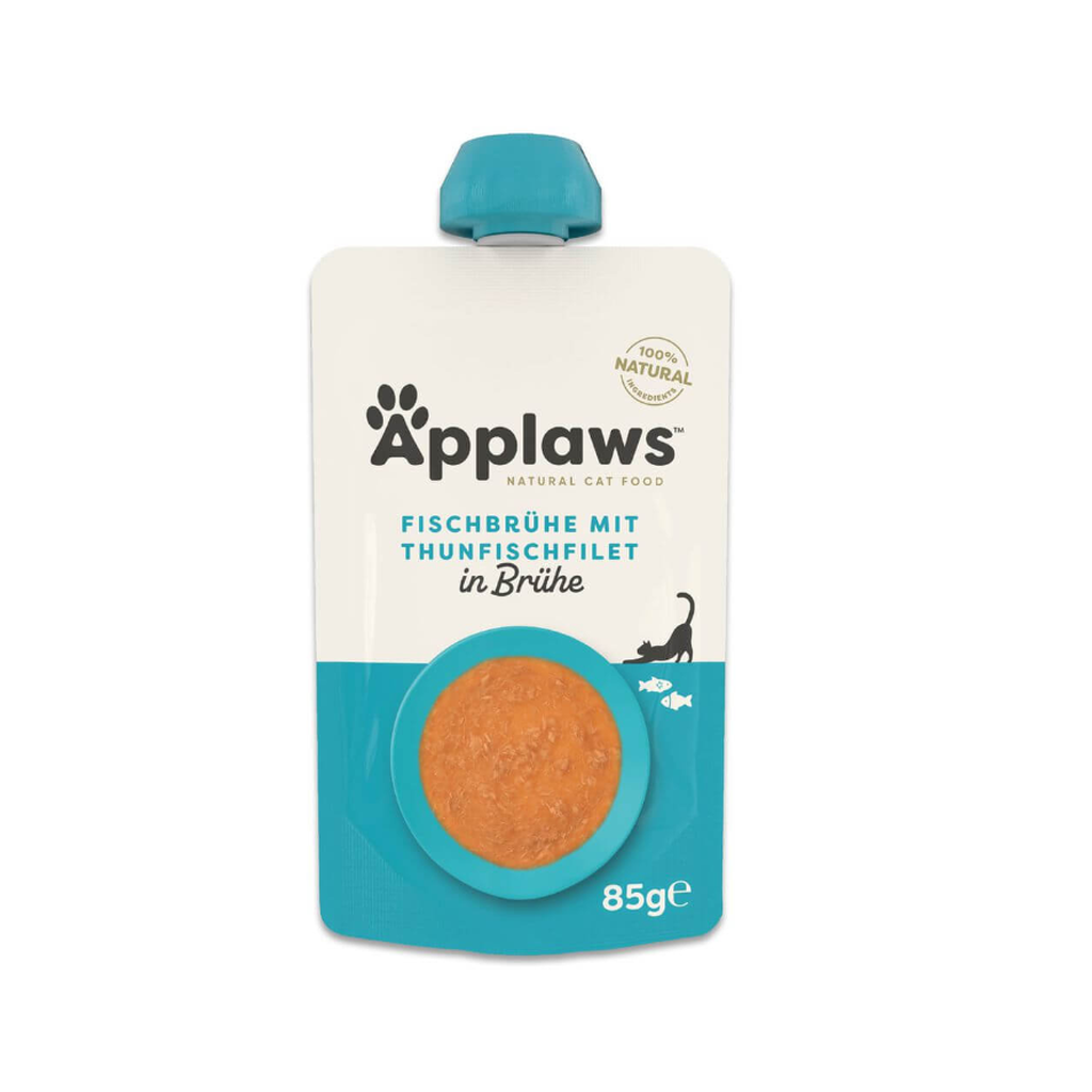 Applaws Fischknochenbrühe mit Thunfischfilet, Nassfutter für Katzen (85g)