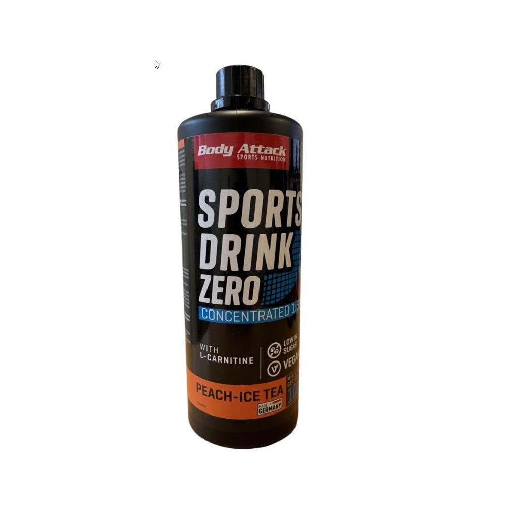 Body Attack Sports Drink Zero, Peach Ice Tea (1 Liter)