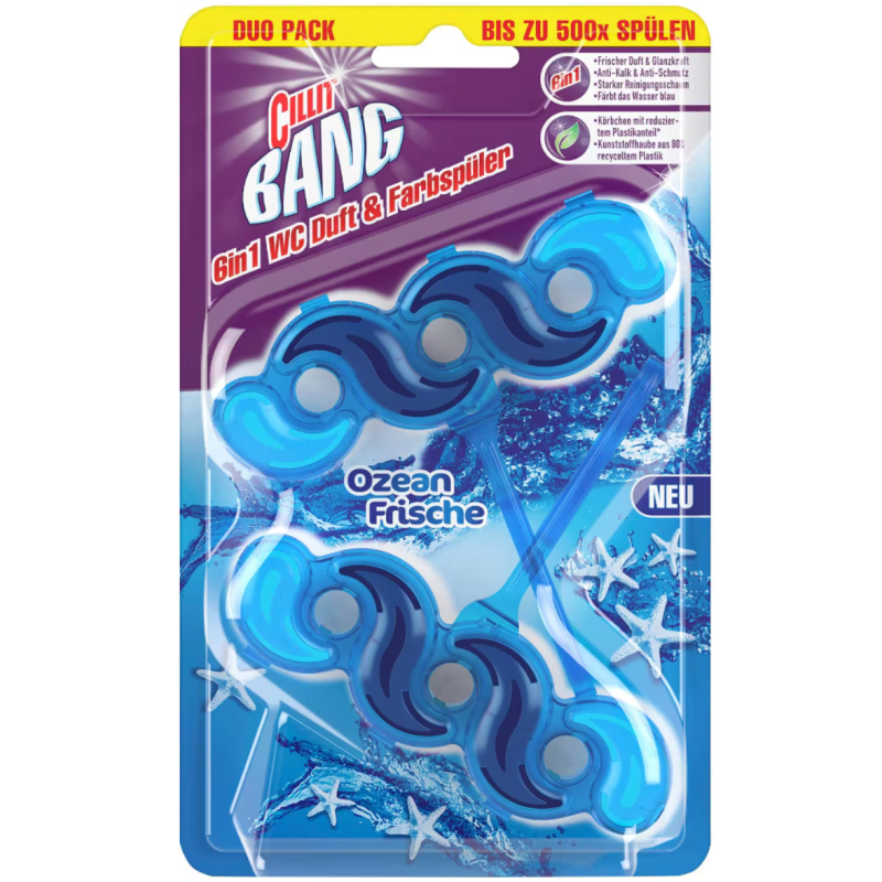 CILLIT BANG 6in1 WC Duft & Farbspüler WC-Reiniger, Ozeanfrische (2x35g)