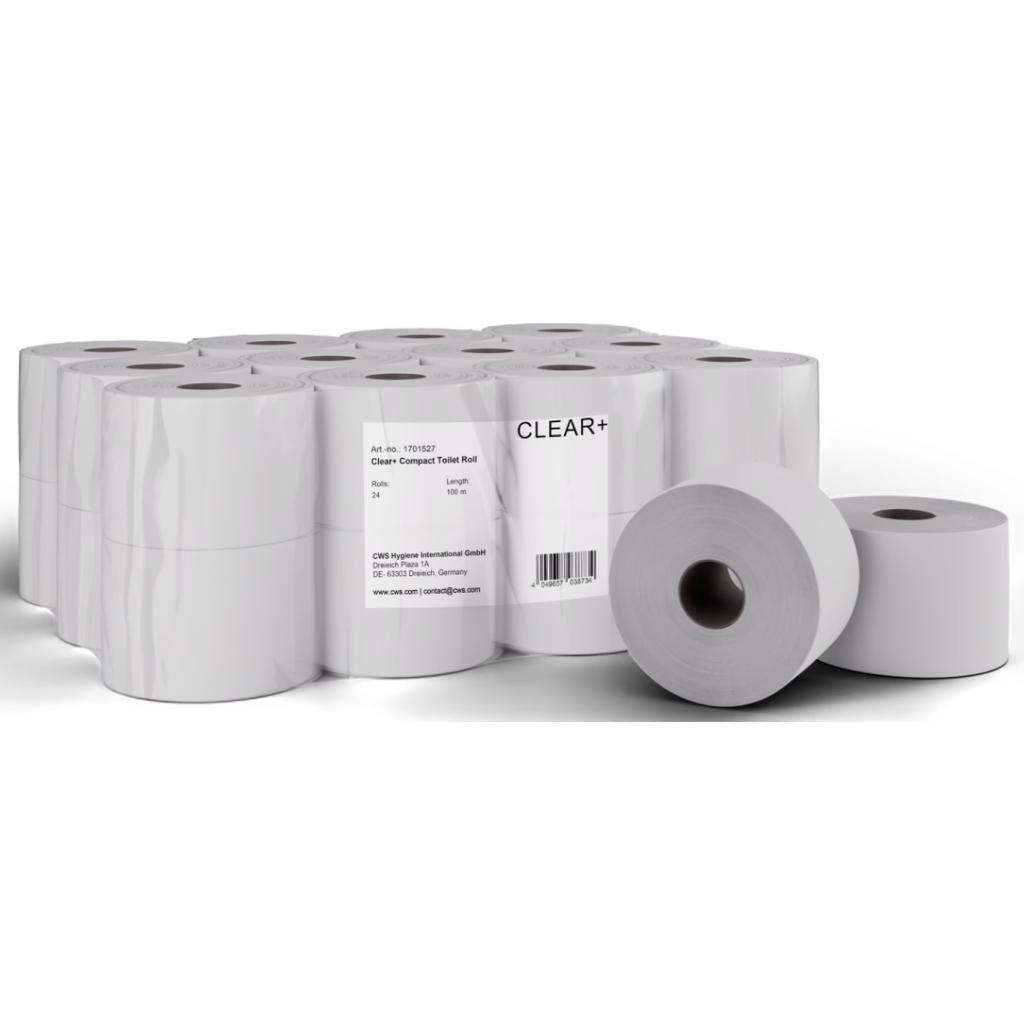 CLEAR+ by CWS Toilettenpapier Kompakt-Rollen, 2-lagig (24 Stk)