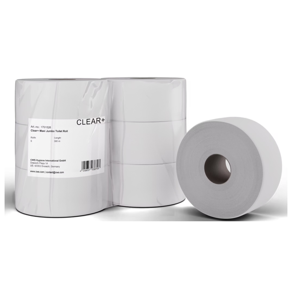 CLEAR+ by CWS Toilettenpapier Maxi Jumbo-Rollen, 2-lagig (6 Stk)