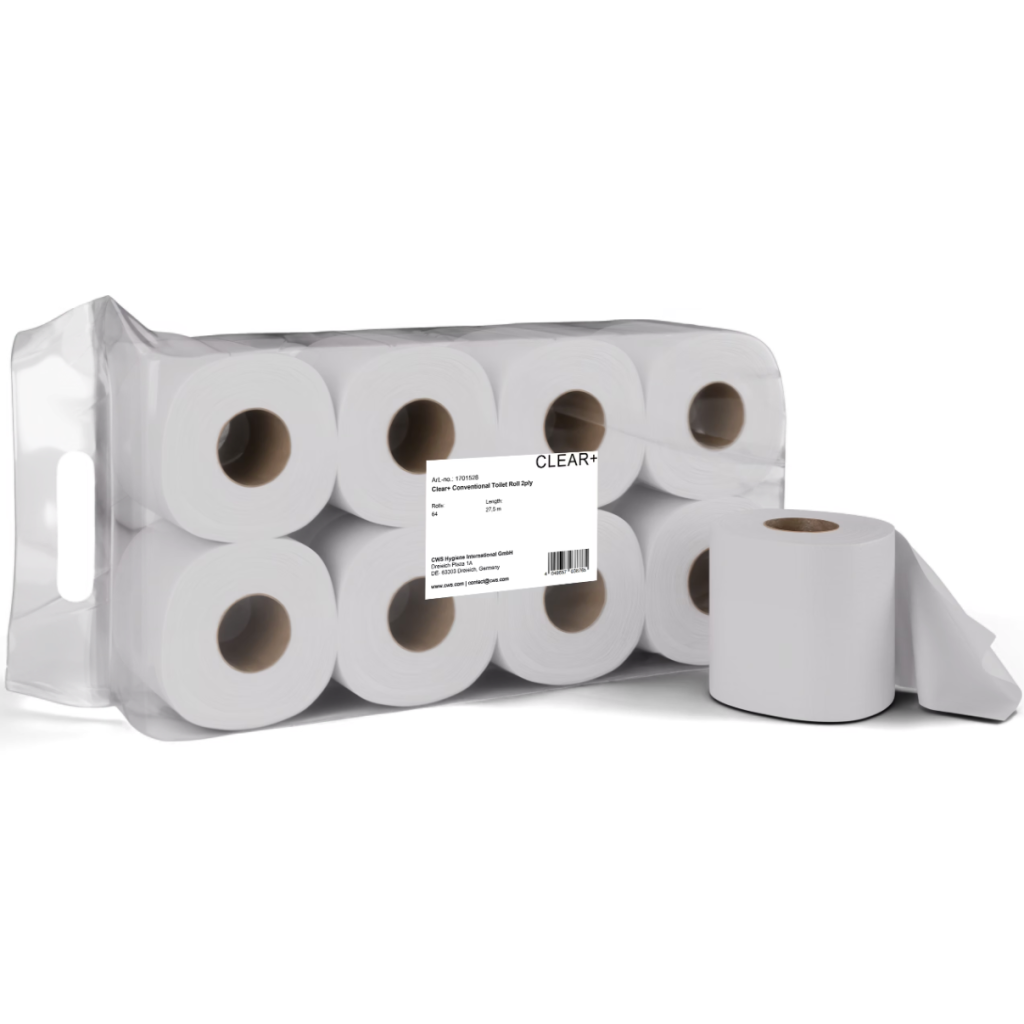 CLEAR+ by CWS Toilettenpapier Standard-Rollen, 2-lagig (64 Stk)