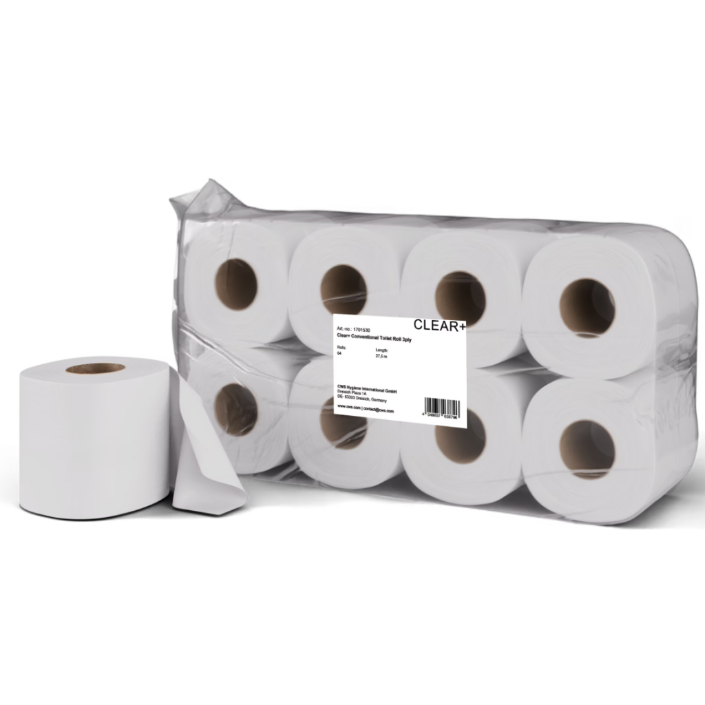 CLEAR+ by CWS Toilettenpapier Standard-Rollen, 3-lagig (64 Stk)