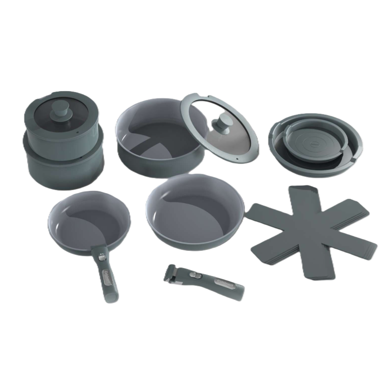 Cuisinart Kochset mit abnehmbaren Griffen Denim (16-teilig)