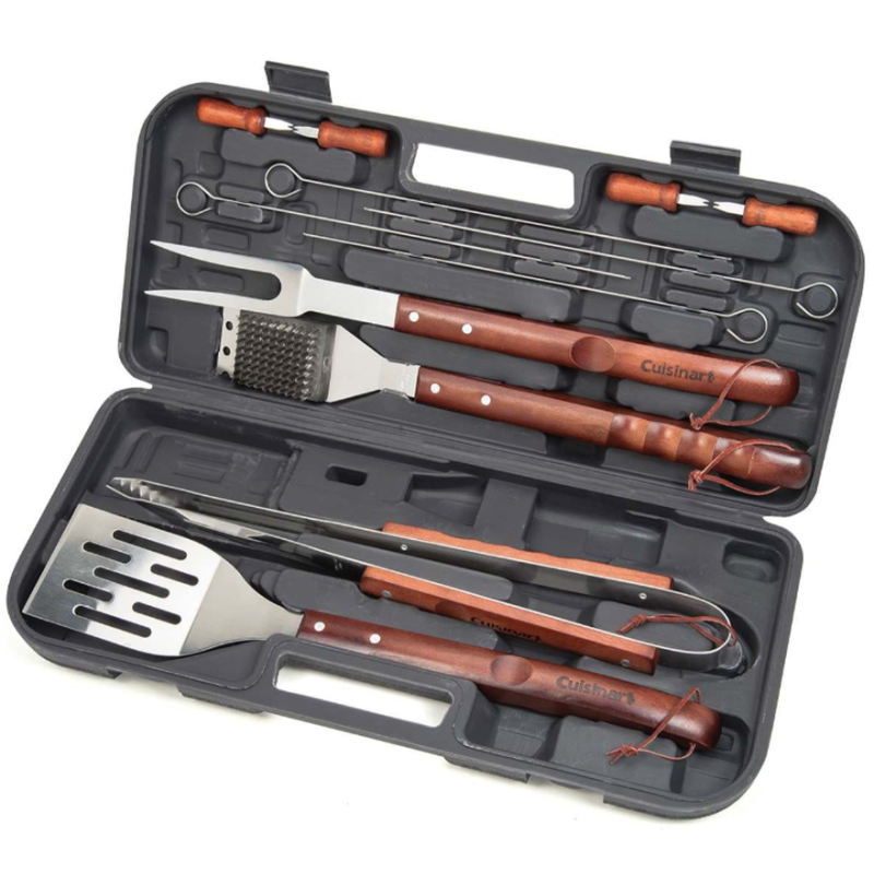CuisinartHolzgriff-Grillbesteck-Set mit Etui (13-teilig)