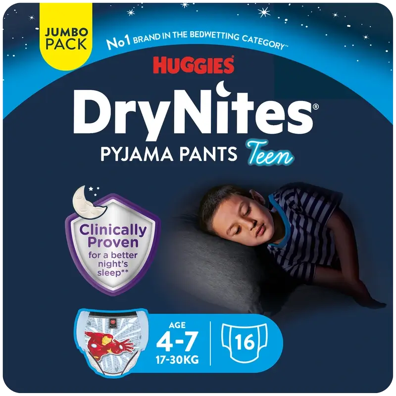 Huggies DryNites Culottes de nuit Boy 4-7 ans 17-30kg (16 pces)